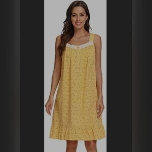 MZROCR Lace Trim Yellow Floral Cotton Sundres Size M, NWOT